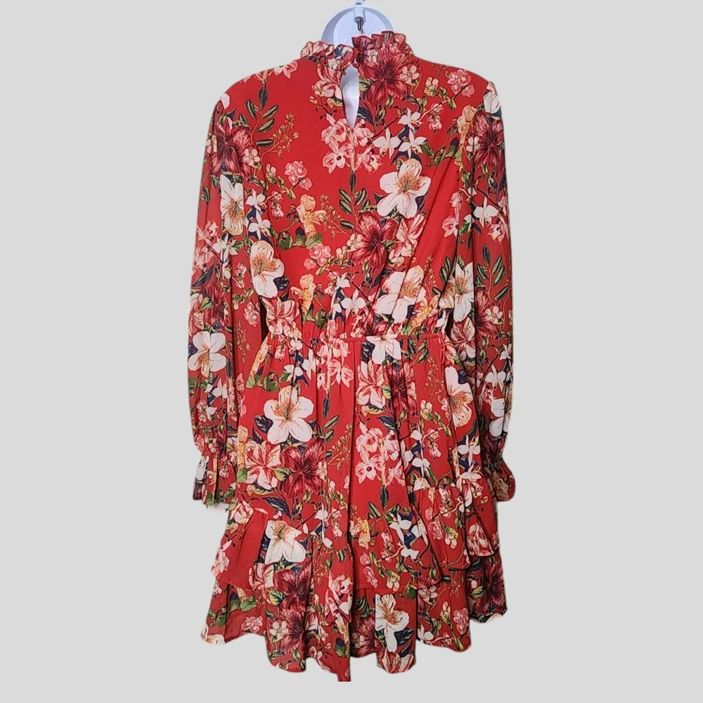A. Calin by Flying Tomato Botanical Floral Ruffle Mini Dress - Picture 2 of 5